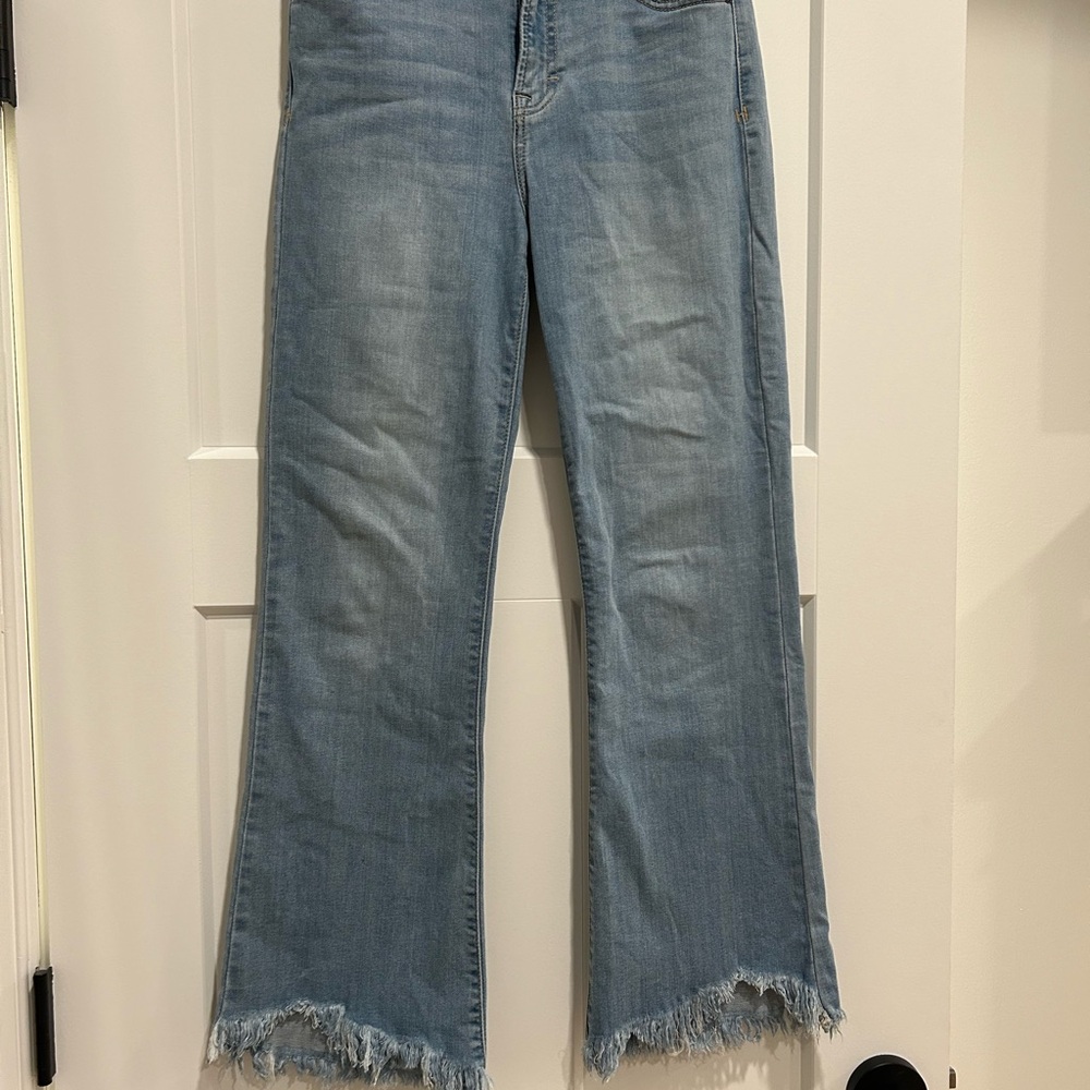 Hidden Women's Light Blue Frayed flared Hem Jeans
